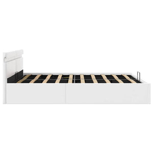 Bett mit Bettkasten Hydraulisch LED Weiß Kunstleder 180x200 cm