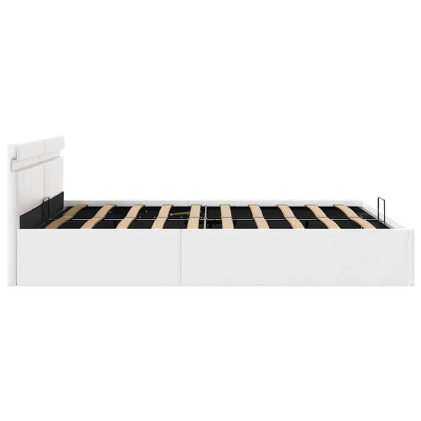 Bett mit Bettkasten Hydraulisch LED Weiß Kunstleder 180x200 cm
