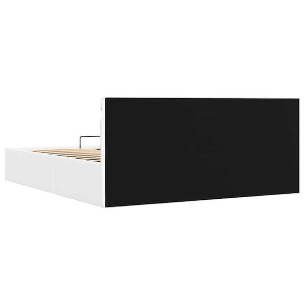Bett mit Bettkasten Hydraulisch LED Weiß Kunstleder 180x200 cm