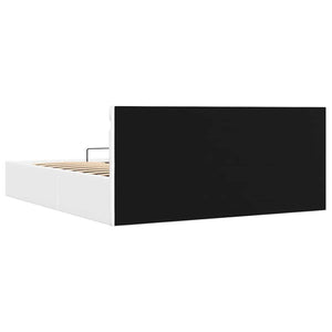 Bett mit Bettkasten Hydraulisch LED Weiß Kunstleder 180x200 cm