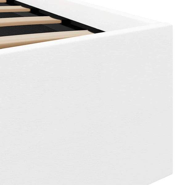 Bett mit Bettkasten Hydraulisch LED Weiß Kunstleder 180x200 cm