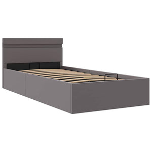 Bett mit Bettkasten Hydraulisch LED Grau Kunstleder 90x200 cm