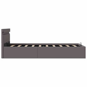 Bett mit Bettkasten Hydraulisch LED Grau Kunstleder 90x200 cm