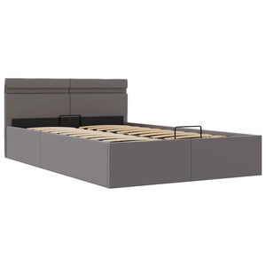 Bett mit Bettkasten Hydraulisch LED Grau Kunstleder 120x200 cm