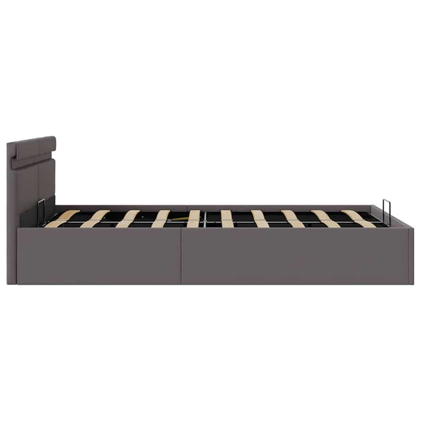 Bett mit Bettkasten Hydraulisch LED Grau Kunstleder 120x200 cm