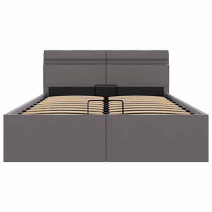 Bett mit Bettkasten Hydraulisch LED Grau Kunstleder 140x200 cm
