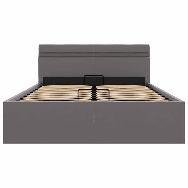 Bett mit Bettkasten Hydraulisch LED Grau Kunstleder 140x200 cm