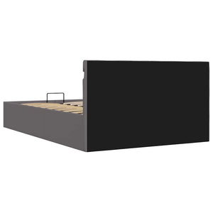 Bett mit Bettkasten Hydraulisch LED Grau Kunstleder 140x200 cm