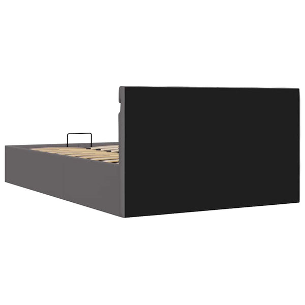 Bett mit Bettkasten Hydraulisch LED Grau Kunstleder 140x200 cm