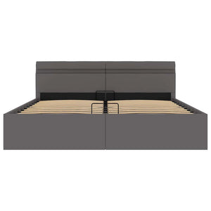 Bett mit Bettkasten Hydraulisch LED Grau Kunstleder 160x200 cm
