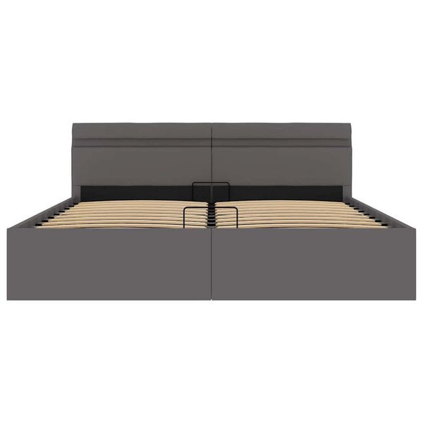Bett mit Bettkasten Hydraulisch LED Grau Kunstleder 160x200 cm