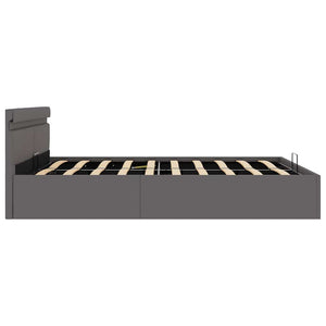 Bett mit Bettkasten Hydraulisch LED Grau Kunstleder 160x200 cm