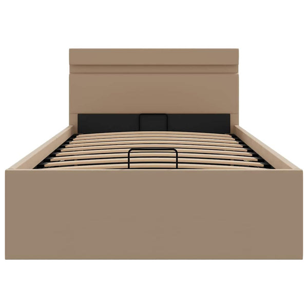 Bett mit Bettkasten LED Cappuccino-Braun Kunstleder 100x200 cm