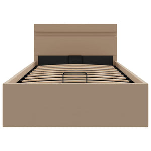 Bett mit Bettkasten LED Cappuccino-Braun Kunstleder 100x200 cm