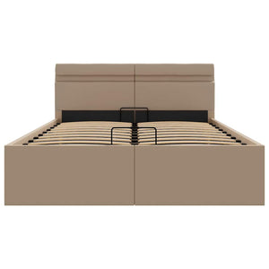 Stauraumbett mit LED Cappuccino-Braun Kunstleder 120×200cm