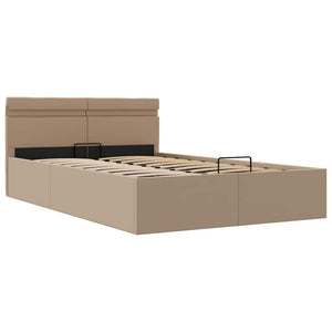 Stauraumbett mit LED Cappuccino-Braun Kunstleder 140×200cm