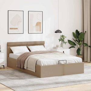 Stauraumbett mit LED Cappuccino-Braun Kunstleder 140×200cm