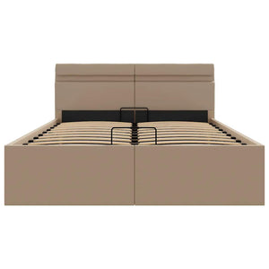 Stauraumbett mit LED Cappuccino-Braun Kunstleder 140×200cm