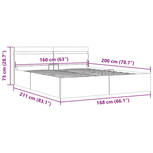Stauraumbett mit LED Cappuccino-Braun Kunstleder 160×200cm