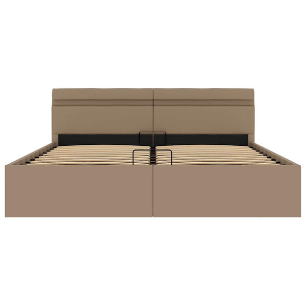 Stauraumbett mit LED Cappuccino-Braun Kunstleder 160×200cm