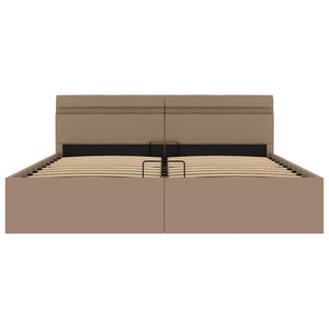 Stauraumbett mit LED Cappuccino-Braun Kunstleder 160×200cm