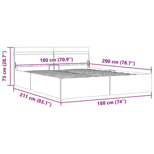 Stauraumbett mit LED Cappuccino-Braun Kunstleder 180×200cm