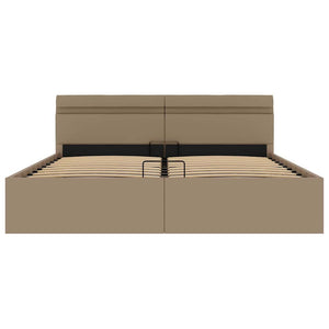 Stauraumbett mit LED Cappuccino-Braun Kunstleder 180×200cm