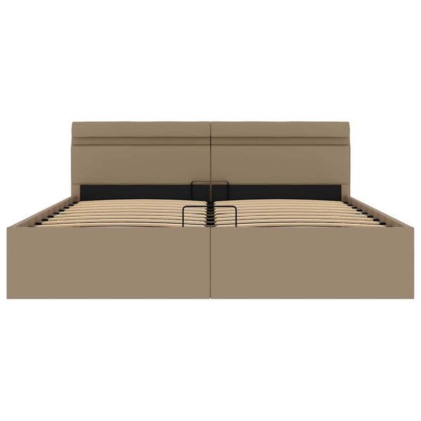 Stauraumbett mit LED Cappuccino-Braun Kunstleder 180×200cm