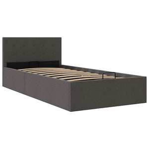 vidaXL Lit coffre hydraulique Gris foncé Tissu 90x200 cm