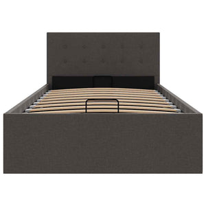 vidaXL Lit coffre hydraulique Gris foncé Tissu 90x200 cm