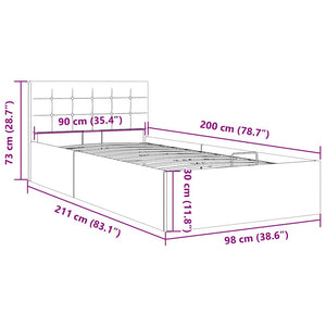 Stauraumbett Hydraulisch Dunkelgrau Stoff 90×200 cm