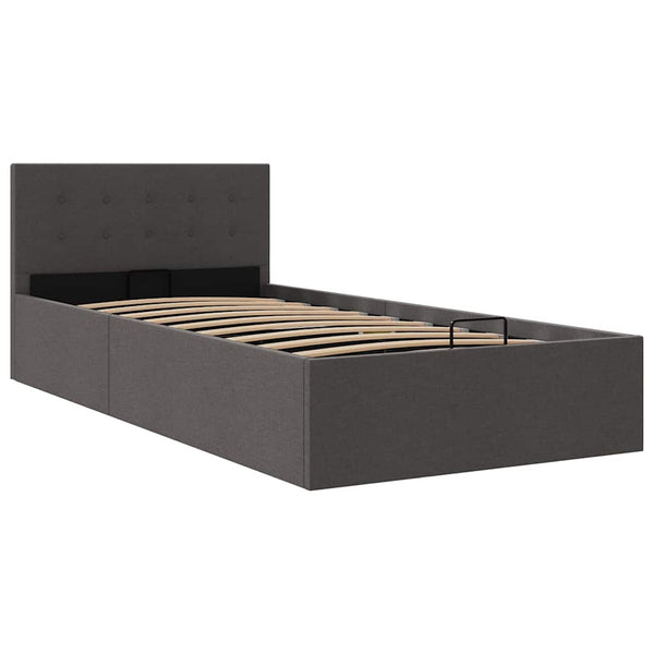 vidaXL Lit coffre hydraulique gris foncé tissu 100x200 cm