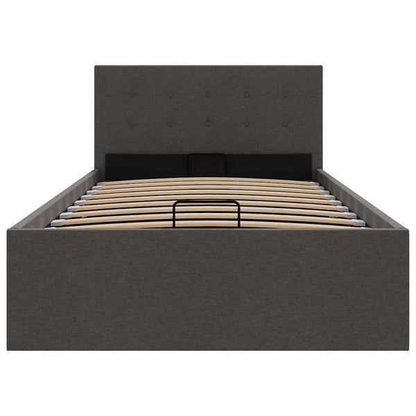 vidaXL Lit coffre hydraulique gris foncé tissu 100x200 cm