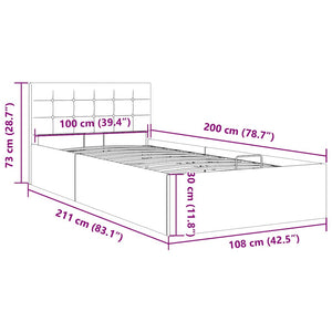 Stauraumbett Hydraulisch Dunkelgrau Stoff 100×200 cm