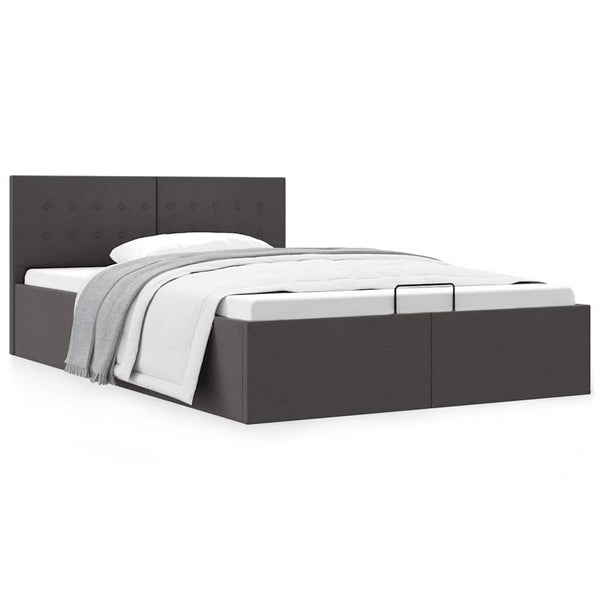vidaXL Lit de rangement hydraulique gris foncé en tissu 120x200 cm