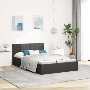 vidaXL Lit de rangement hydraulique gris foncé en tissu 120x200 cm