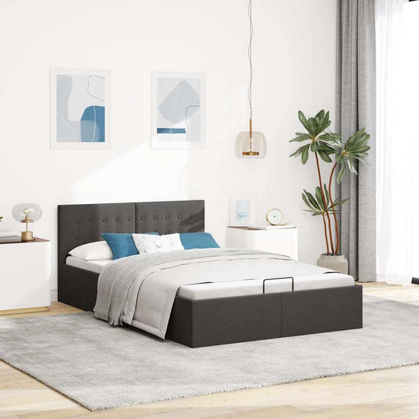 vidaXL Lit de rangement hydraulique gris foncé en tissu 120x200 cm