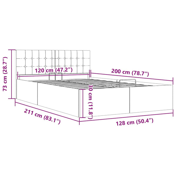 vidaXL Lit de rangement hydraulique gris foncé en tissu 120x200 cm