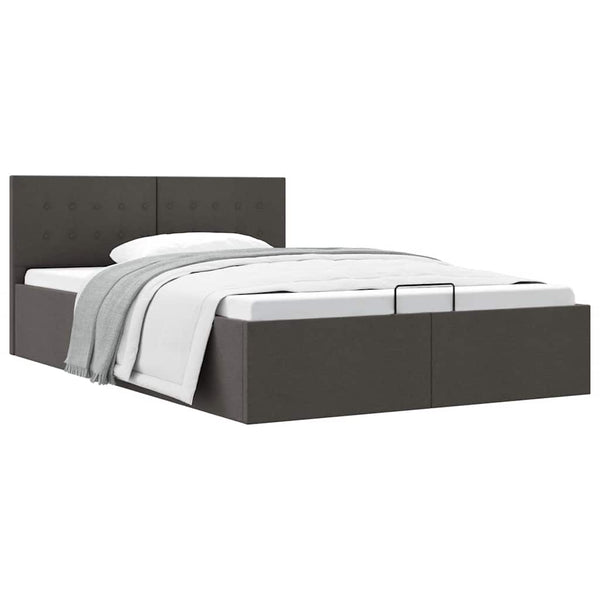 vidaXL Lit de rangement hydraulique gris foncé en tissu 120x200 cm