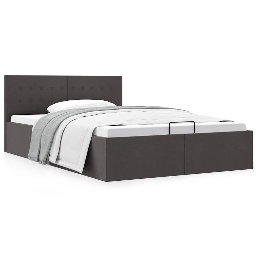 vidaXL Hydraulic Storage Bed Dark Grey Fabric 140x200 cm