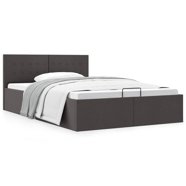 vidaXL Lit coffre hydraulique gris foncé tissu 140x200 cm