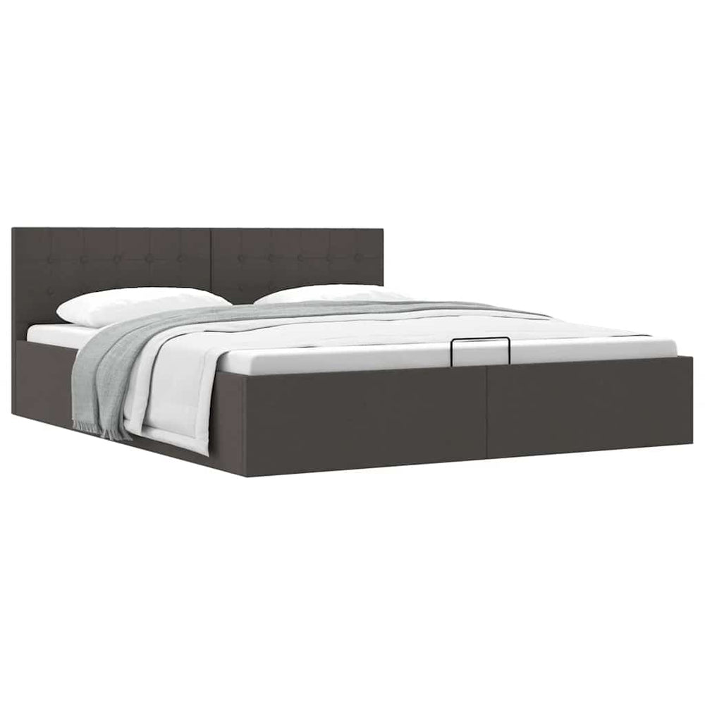 vidaXL Lit de rangement hydraulique gris foncé en tissu 160x200 cm