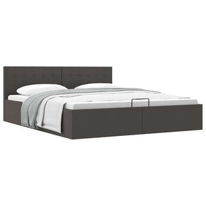 vidaXL Lit de rangement hydraulique gris foncé en tissu 160x200 cm