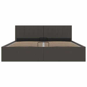 vidaXL Lit de rangement hydraulique gris foncé en tissu 160x200 cm