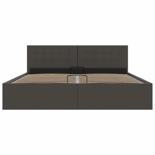 vidaXL Lit de rangement hydraulique gris foncé en tissu 160x200 cm