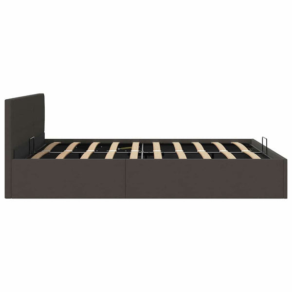 vidaXL Lit de rangement hydraulique gris foncé en tissu 160x200 cm