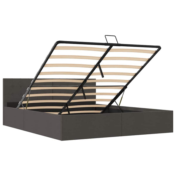 vidaXL Lit de rangement hydraulique gris foncé en tissu 160x200 cm