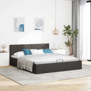 vidaXL Lit coffre hydraulique gris foncé en tissu 180x200 cm