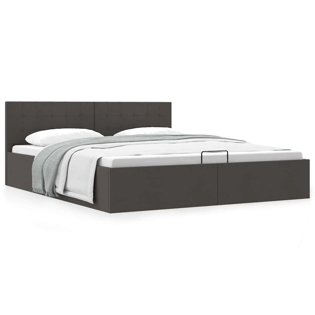 vidaXL Lit coffre hydraulique gris foncé en tissu 180x200 cm