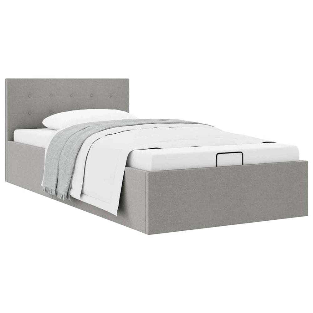 vidaXL Lit coffre hydraulique gris clair tissu 90x200 cm